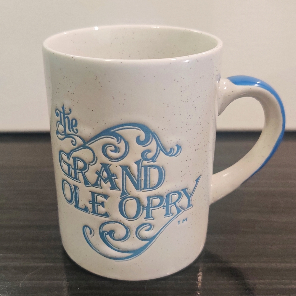 Grand Ole Opry Coffee Mug Ceramic Cup Speckled Gray & Blue Souvenir Collectible